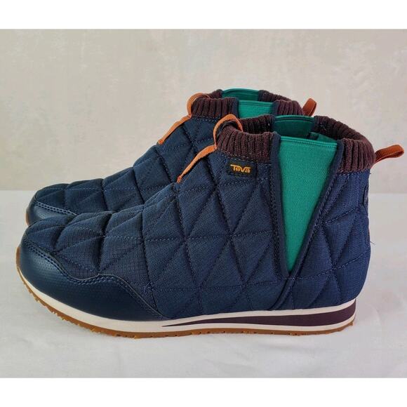 Teva ReEmber Boots Womens Size 10 Blue Quilted Ripstop Pull On Mid Ankle Booties - Picture 1 of 10